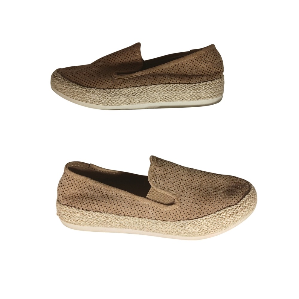 Esprit Womens Tan Perforated Slip On Espadrille Wedge Sneakers Shoes Size‎ 8.5